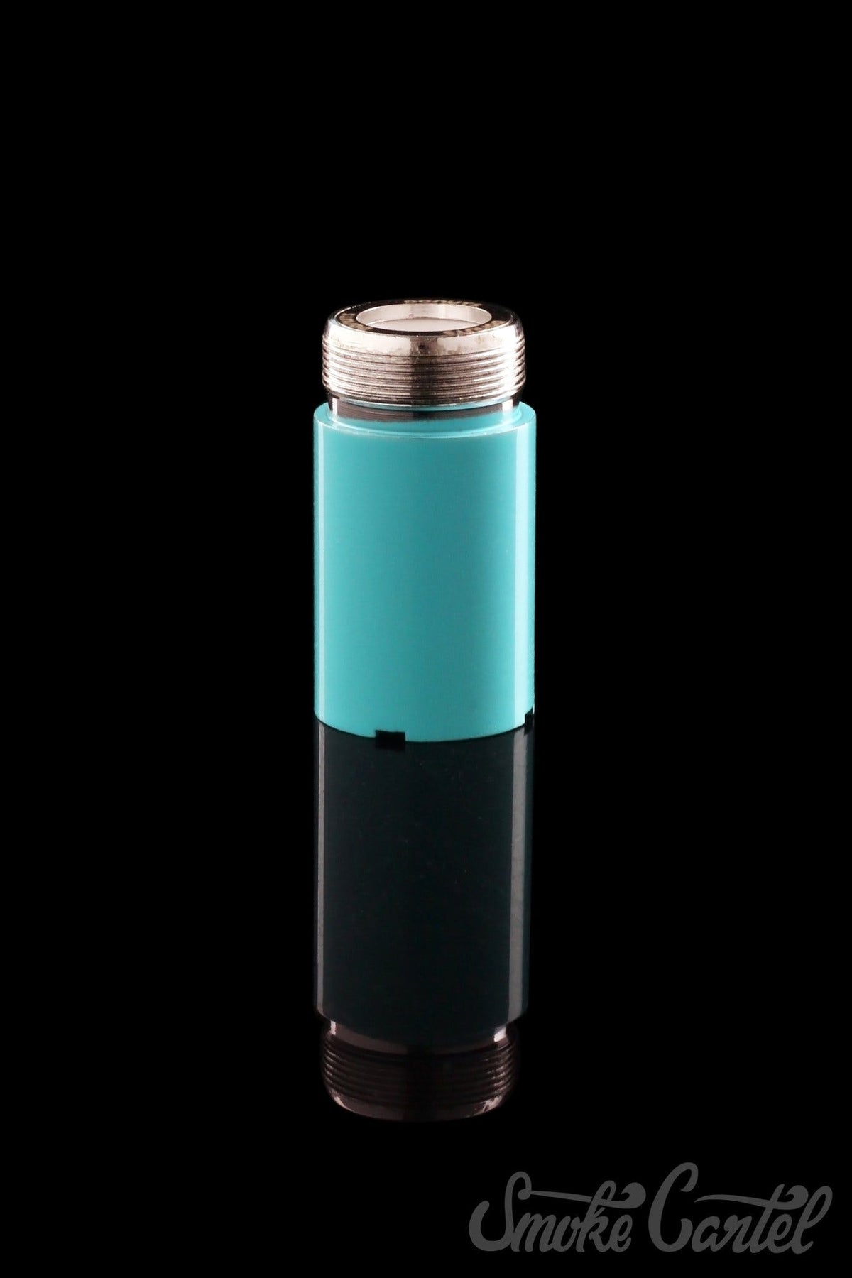 A close-up, angled view of the Kandy Pens Donut Replacement Coil against a black background, showcasing its metallic finish.
