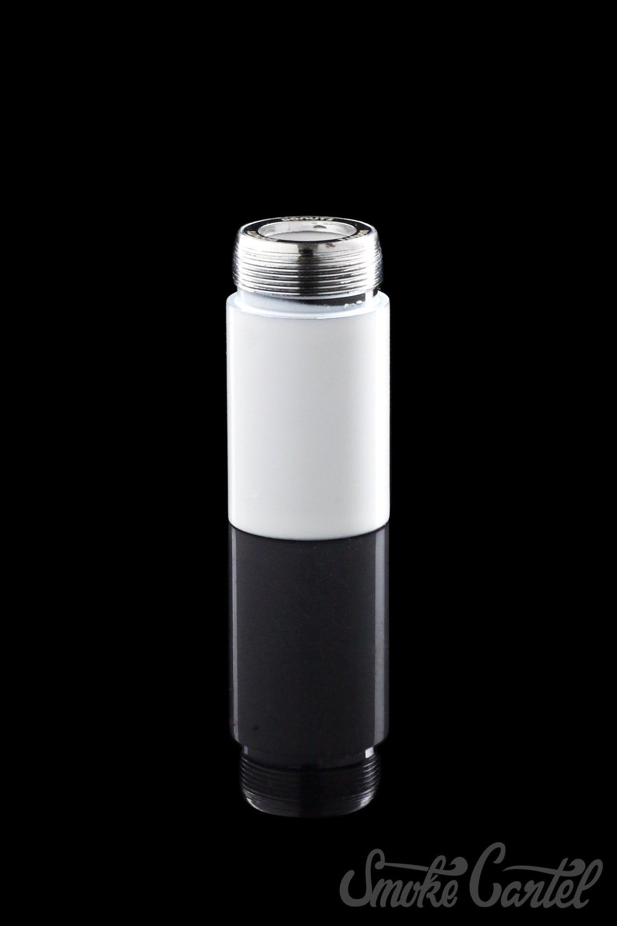 Close-up, angled view of the Kandy Pens Donut Replacement Coil, showcasing its metallic structure against a dark background.