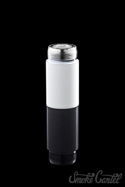 Close-up, angled view of the Kandy Pens Donut Replacement Coil, showcasing its metallic structure against a dark background.