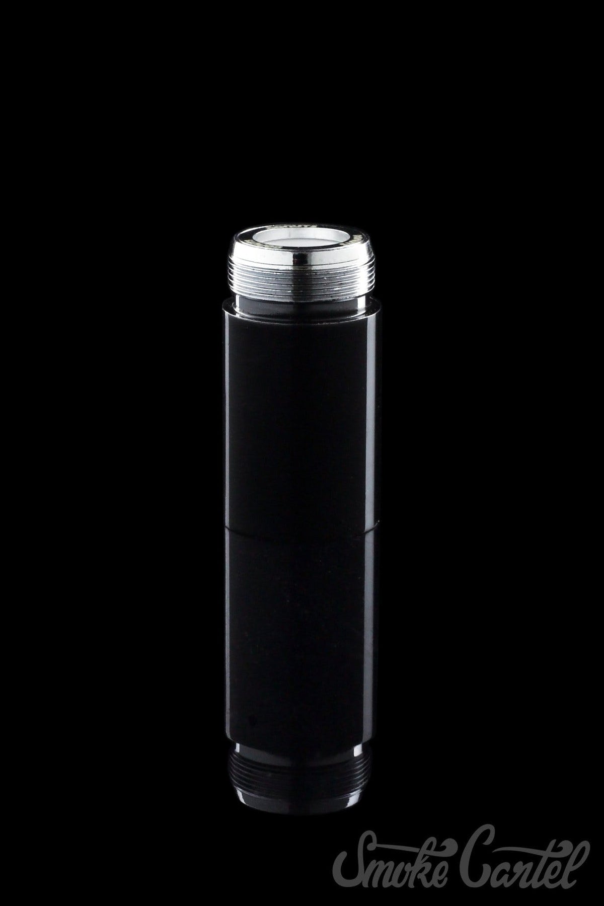Close-up view of the Kandy Pens Donut Replacement Coil, showcasing its metallic construction and cylindrical shape against a black backdrop.