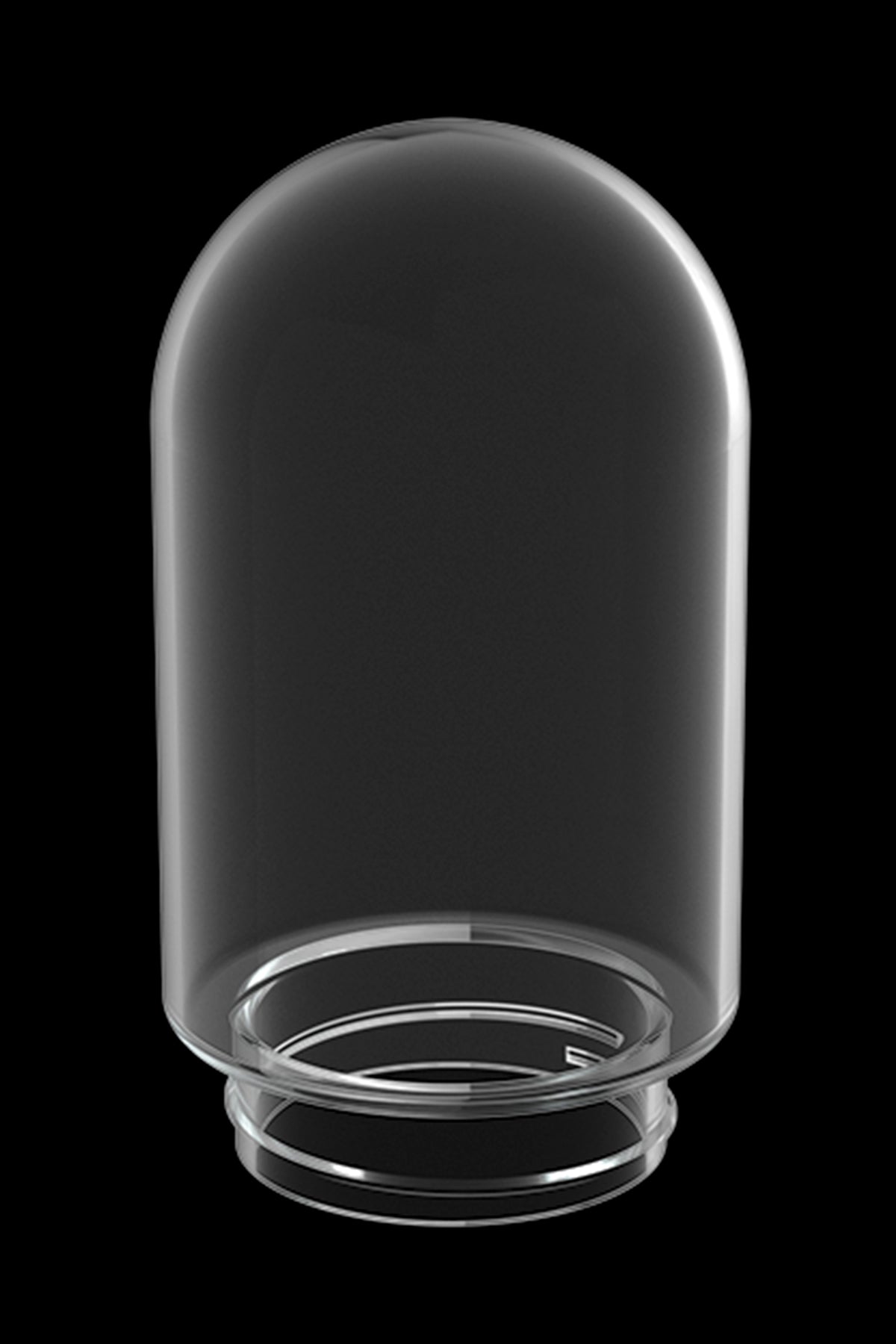 Clear glass display dome for cannabis products.