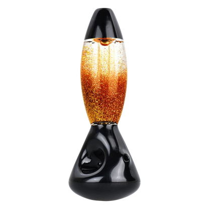 Front view of the Lava Lamp Freezable Glycerin Hand Pipe, showcasing its clear glass body and glycerin-filled design.
