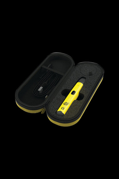 Close-up of the Lemonnade x G Pen Micro+ Concentrate Vaporizer inside its protective case, shown from a slightly angled top view.