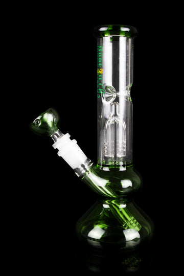 Clear/Green) Blown Glass Perc Tobacco Water Pipe/Bong Recycler w/ 14mm Bowl