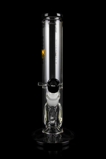 Glass water pipe (bong) for smoking cannabis, isolated on a black background.