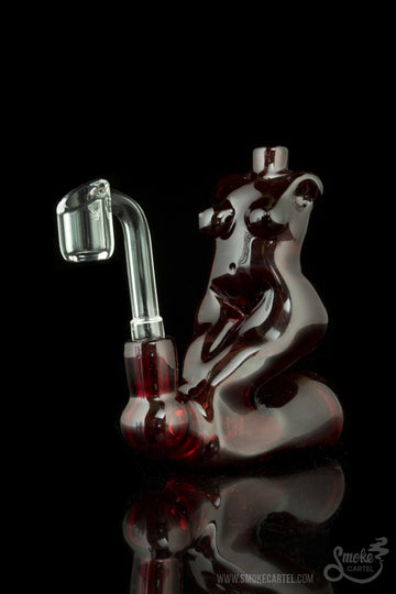 "Goddess" Inline Rig Front View – Red Elvis - Mia Shea Glass "Goddess" Inline Rig