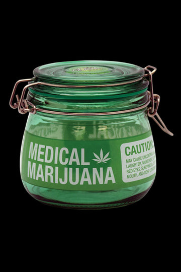 Large - Medical Marijuana Resealable Glass Jar