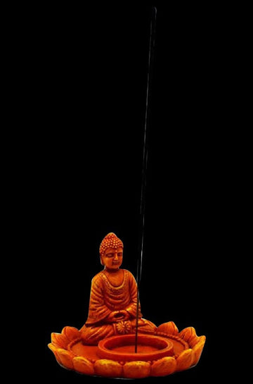 Meditating Buddha w/ Lotus Flower Incense Burner