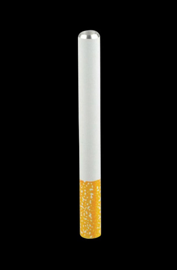 A close-up, side view of the Metal Cigarette Taster Bats - 100 Pack, displaying the metallic filter tips stacked together.
