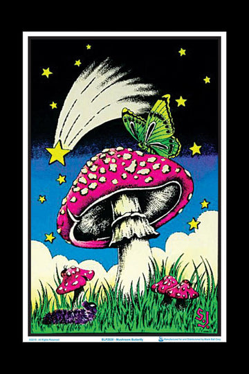 Blacklight Poster - Mushroom Butterflies