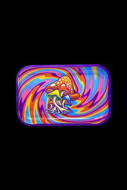 Mushroom Rainbow Swirl Metal Rolling Tray