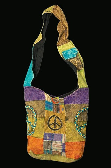 Patchwork Bag with Peace Signs