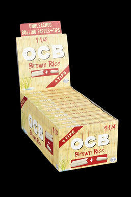 OCB Brown Rice Rolling Papers with Tips - 24 Pack