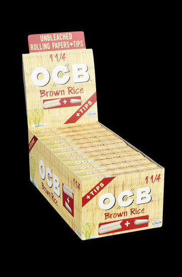 1 1/4 - OCB Brown Rice Rolling Papers with Tips - 24 Pack