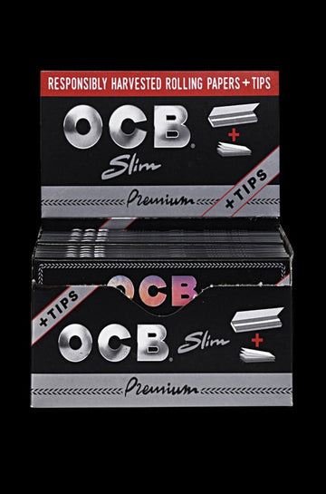 OCB Premium Slim Papers & Tips - 24 Pack