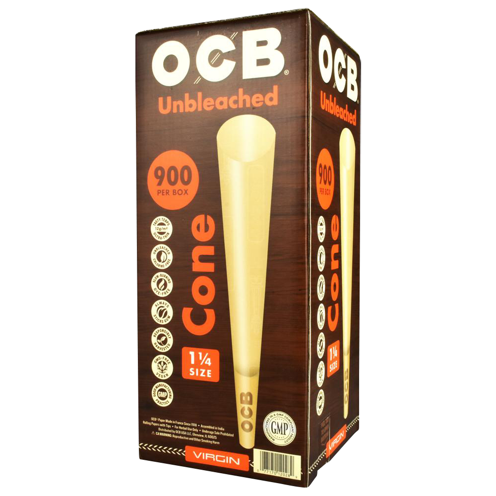 OCB Virgin Unbleached 1 1/4" Cones Bulk 900 Pack