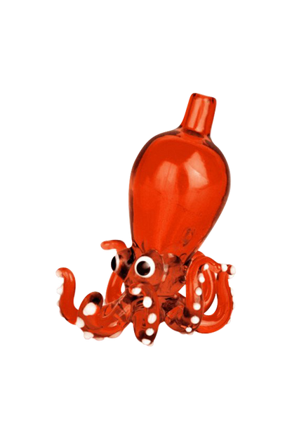A close-up of the Octopus Themed Directional Carb Cap, showing a red, sculpted design against a plain white backdrop.