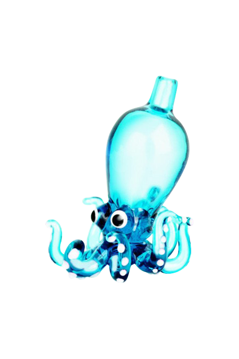 A close-up shot of the Octopus Themed Directional Carb Cap, showcasing its sculpted glass design against a neutral background.