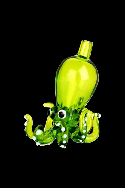 Octopus Themed Directional Carb Cap shown in a close-up, angled shot of the green, octopus-shaped directional carb cap.
