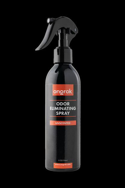 Black spray bottle of Onorok unscented odor eliminating spray for cannabis.
