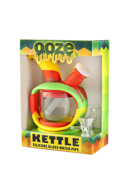 Front view of the Ooze Kettle Silicone Water Pipe, showing the red, textured design against a white background.