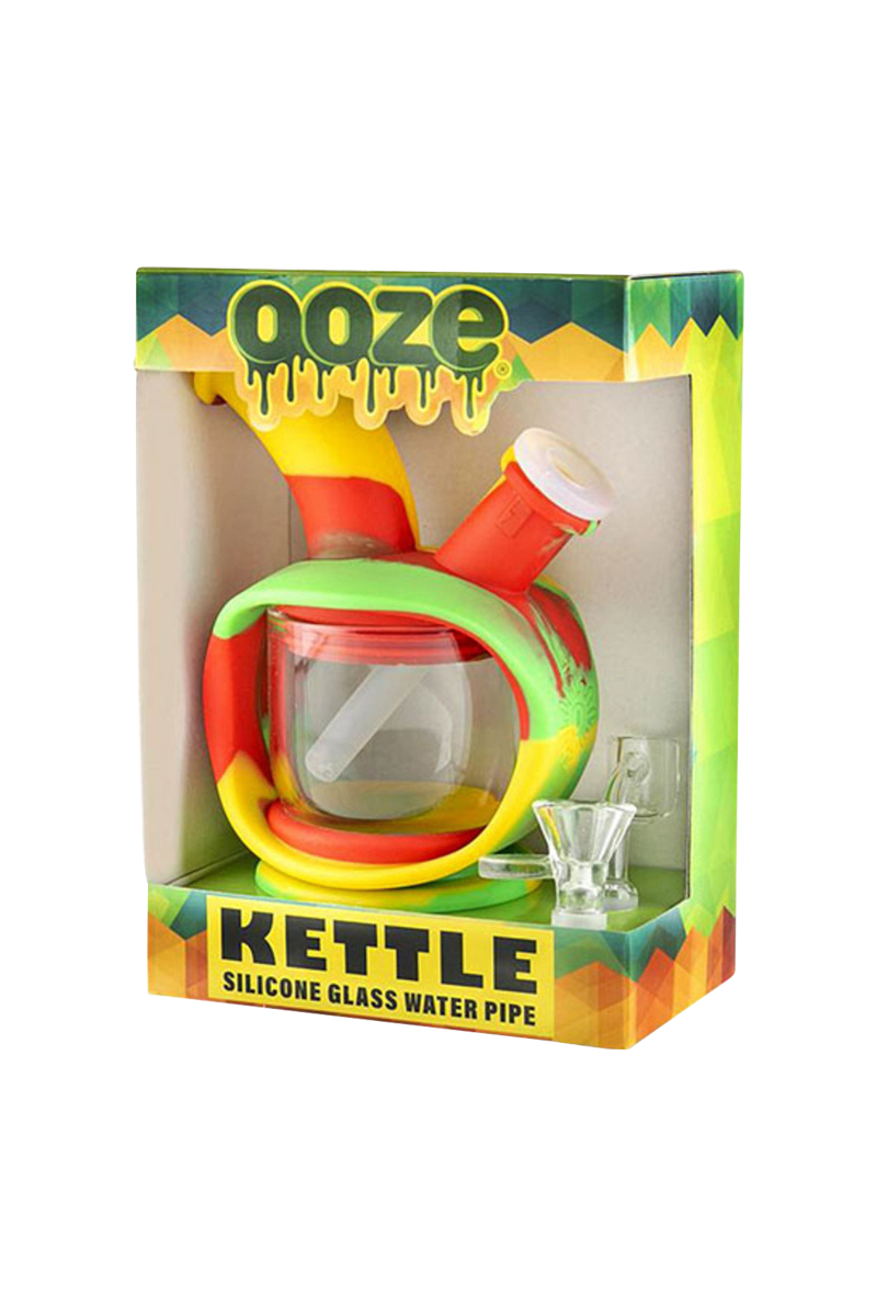 Front view of the Ooze Kettle Silicone Water Pipe, showing the red, textured design against a white background.