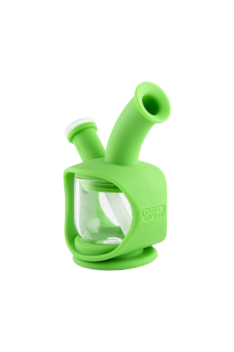 A front view of the Ooze Kettle Silicone Water Pipe, showcasing its rounded kettle shape and smooth, translucent material.