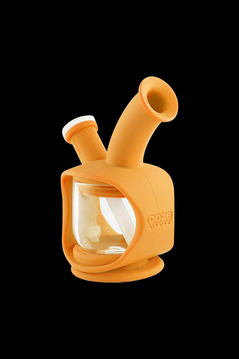 A front view of the Ooze Kettle Silicone Water Pipe, showcasing its compact, kettle-like shape and smooth, translucent material.