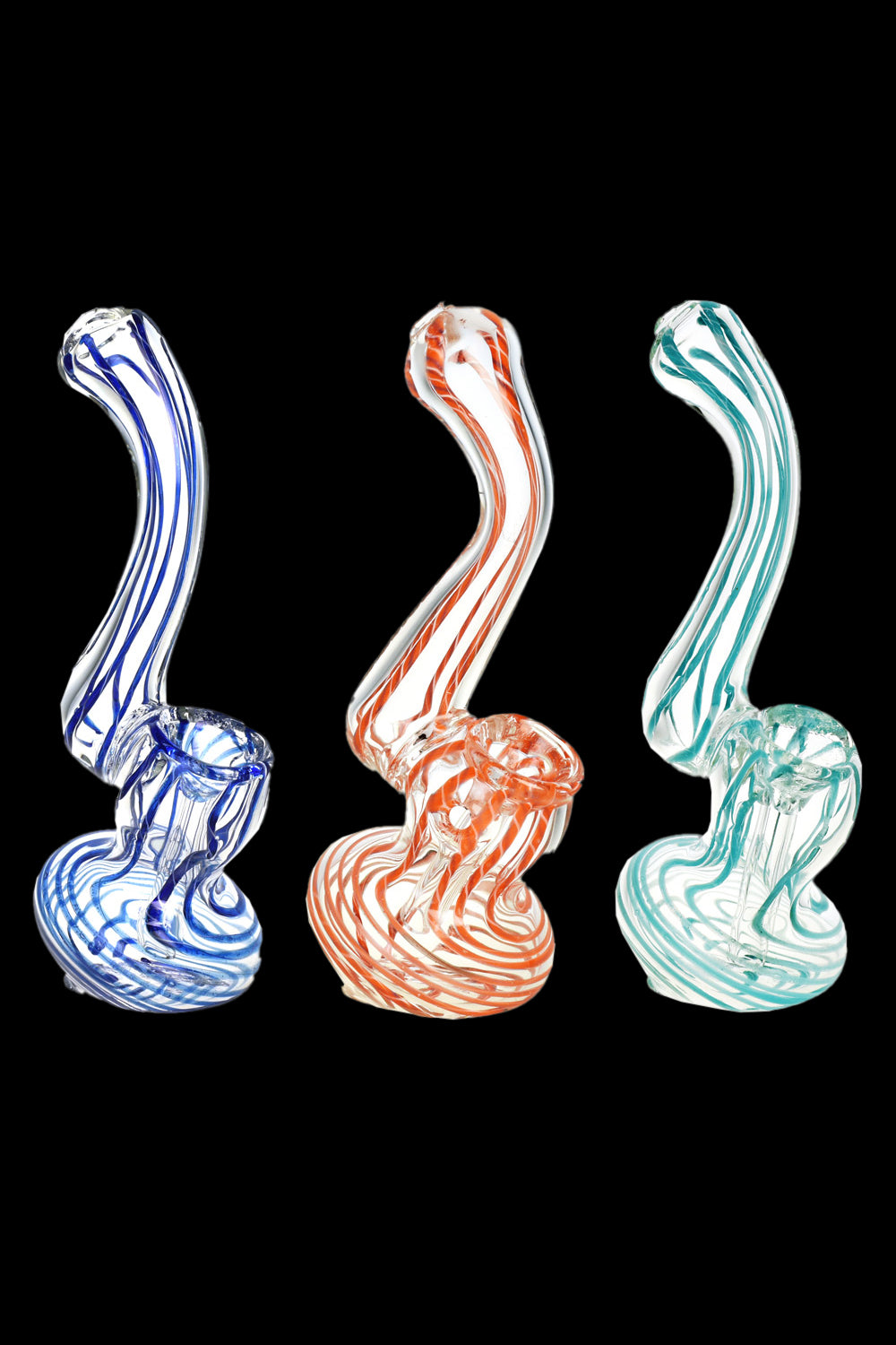 Colorful glass bubblers for smoking cannabis.