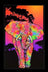 Painted Elephant Flocked Blacklight Poster