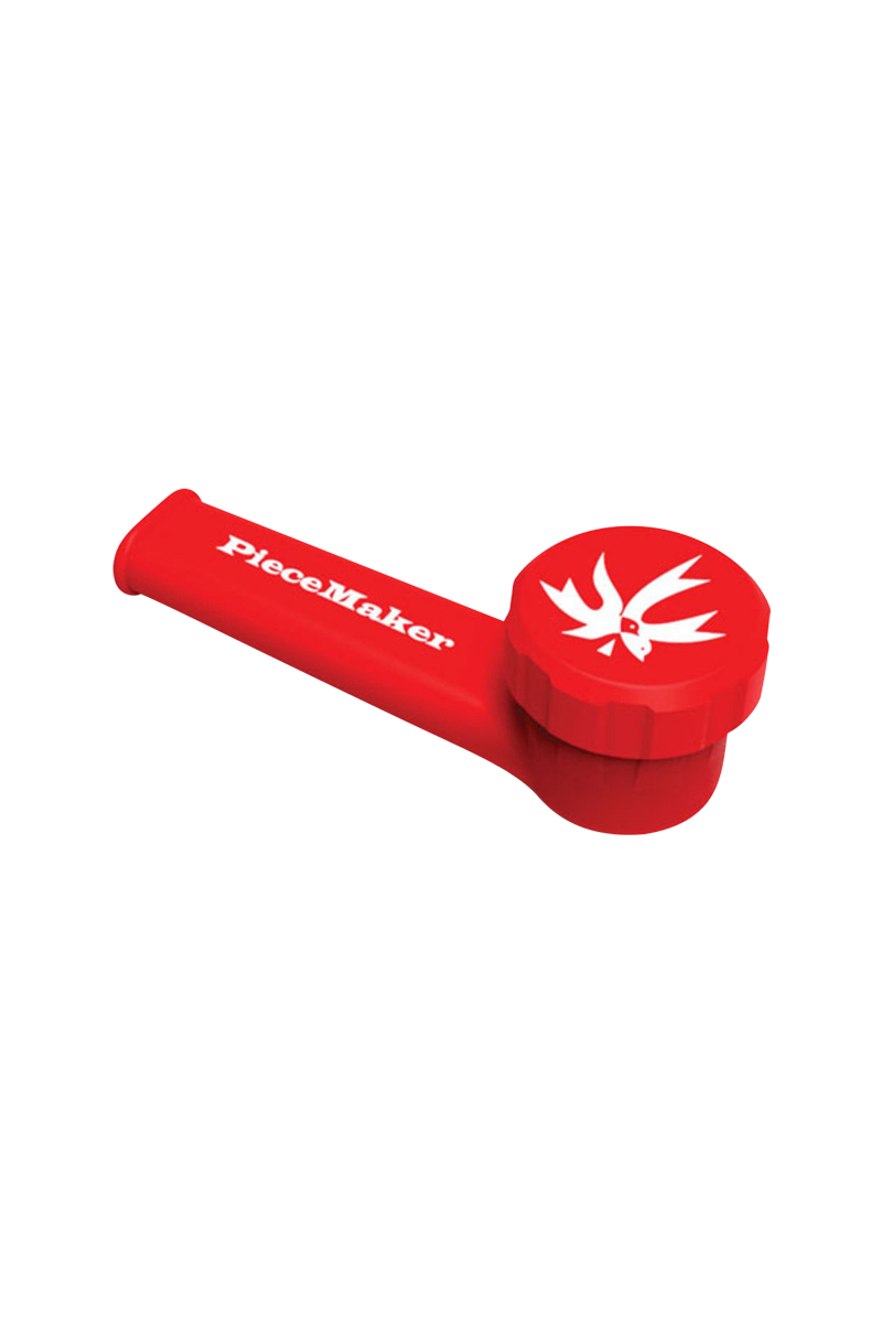 A front view of the PieceMaker "Karma" silicone pipe, showcasing its smooth, curved design against a plain white background.