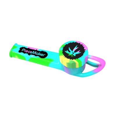 A close-up shot of the Piecemaker Karma Go silicone pipe, displaying its curved design against a plain white background.