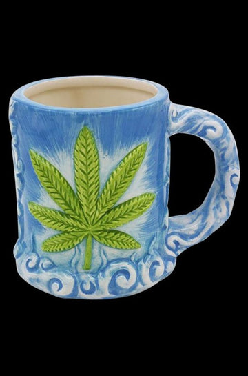 Large Pretty Hemp Leaf Ceramic Mug