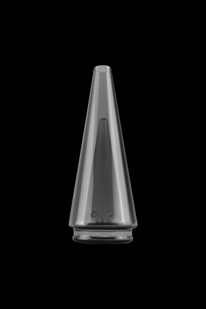 Front view of the Puffco Peak Pro replacement glass, showing the clear, smooth form of the colored vessel against a dark background.
