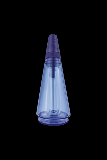 Front view of the Puffco Travel Glass for Peak & Peak Pro, a clear glass piece with a sleek, minimalist design.