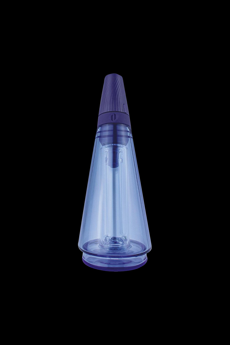 Front view of the Puffco Travel Glass for Peak & Peak Pro, a clear glass piece with a sleek, minimalist design.