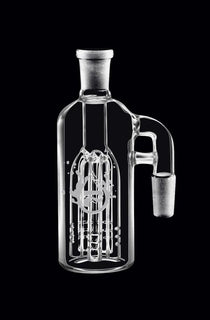Front view of the Pulsar 5-Arm Tree Perc Ash Catcher, showcasing its clear glass construction and intricate perc design.
