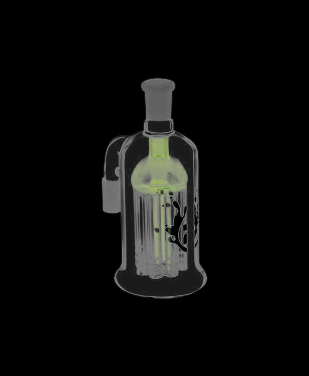 A front view of the Pulsar 8 Arm Ash Catcher, showing a clear glass piece with eight arms extending from the central chamber.