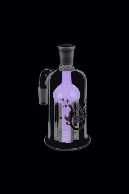 Front view of the Pulsar 8 Arm Ash Catcher, showing the clear glass piece with eight arms against a black backdrop.
