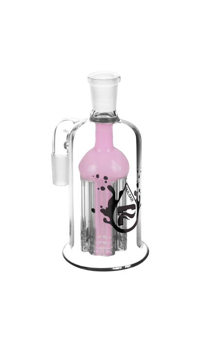 A studio shot of the Pulsar 8 Arm Ash Catcher, showcasing its clear glass construction and multiple arms.