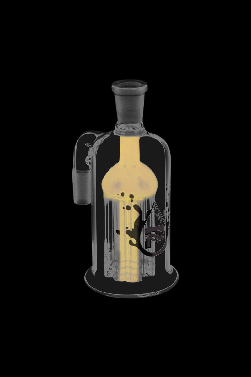 A close-up, angled view of the Pulsar 8 Arm Ash Catcher with a frosted glass appearance and visible percolator arms.