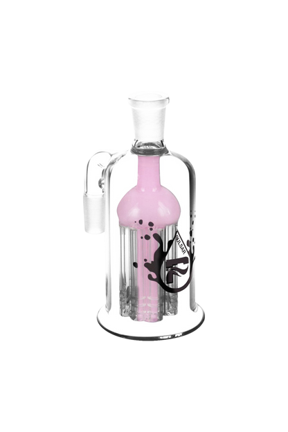 Front view of the Pulsar 8 Arm Ash Catcher, showing a clear glass piece with eight arms and a rounded base.