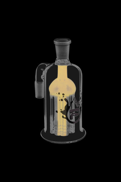 A studio shot of the Pulsar 8 Arm Ash Catcher, showcasing its intricate glass design against a black background.