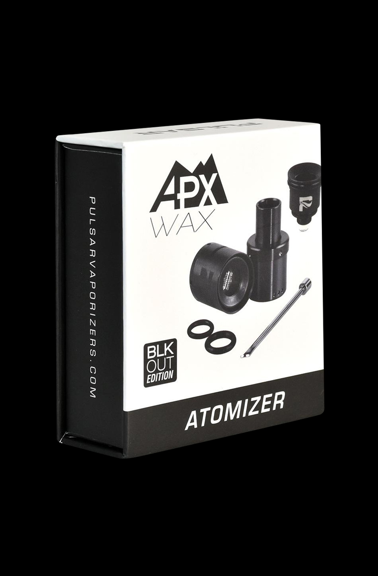 Front view of the Pulsar APX Wax V3 Atomizer Kit, a full metal black component with a minimalist design.