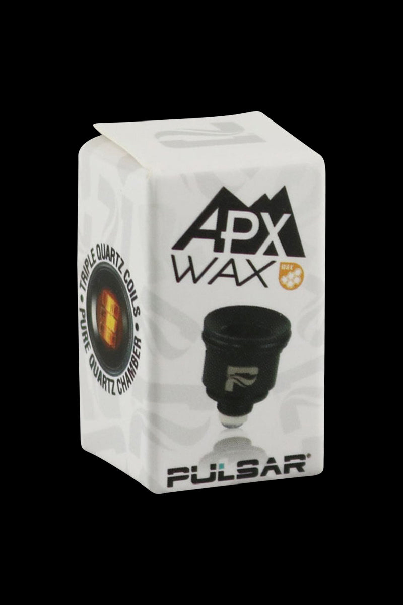 A close-up of the Pulsar APX Wax Triple Quartz Coil - 5 Pack, showing the branding on the metallic coil against a dark background.