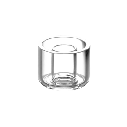 Front view of the Pulsar Axial eNail Replacement Quartz Donut Cup, showing a clear, circular quartz component against a plain white backdrop.