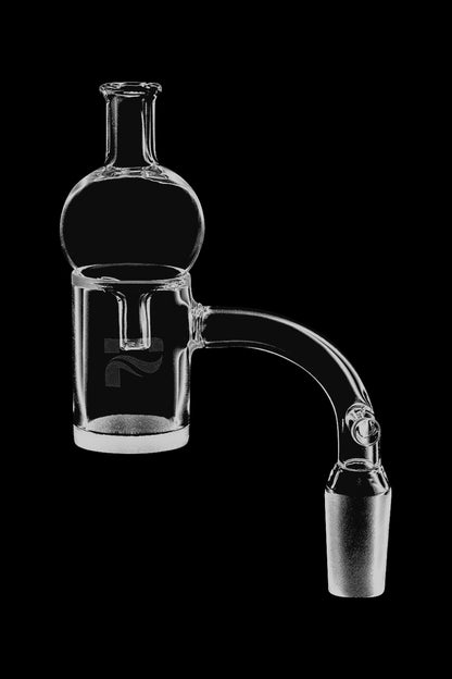 A detailed close-up shows the Pulsar Axial Opal Quartz Banger with Bubble Cap, angled slightly to showcase its translucent, rounded design.