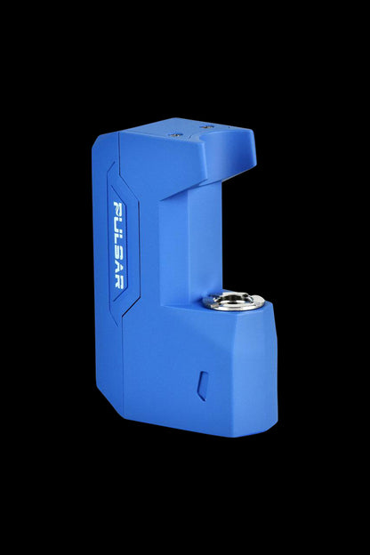 A side view of the Pulsar GiGi H2O 510 Battery & Water Pipe Adapter, showing its sleek, blue design against a dark background.