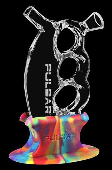 Pulsar Glass Knuckle Bubbler w/ Tie Dye Silicone Stand