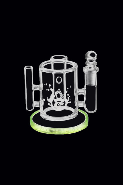 A top-down view of the Pulsar Isopropyl Cleaning Station, featuring clear glass tubes and a circular base.